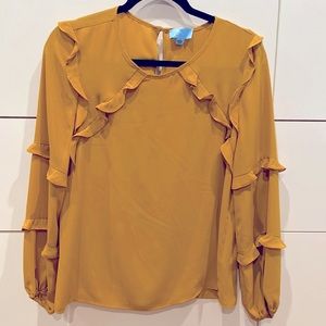 CeCe blouse size small mustard yellow